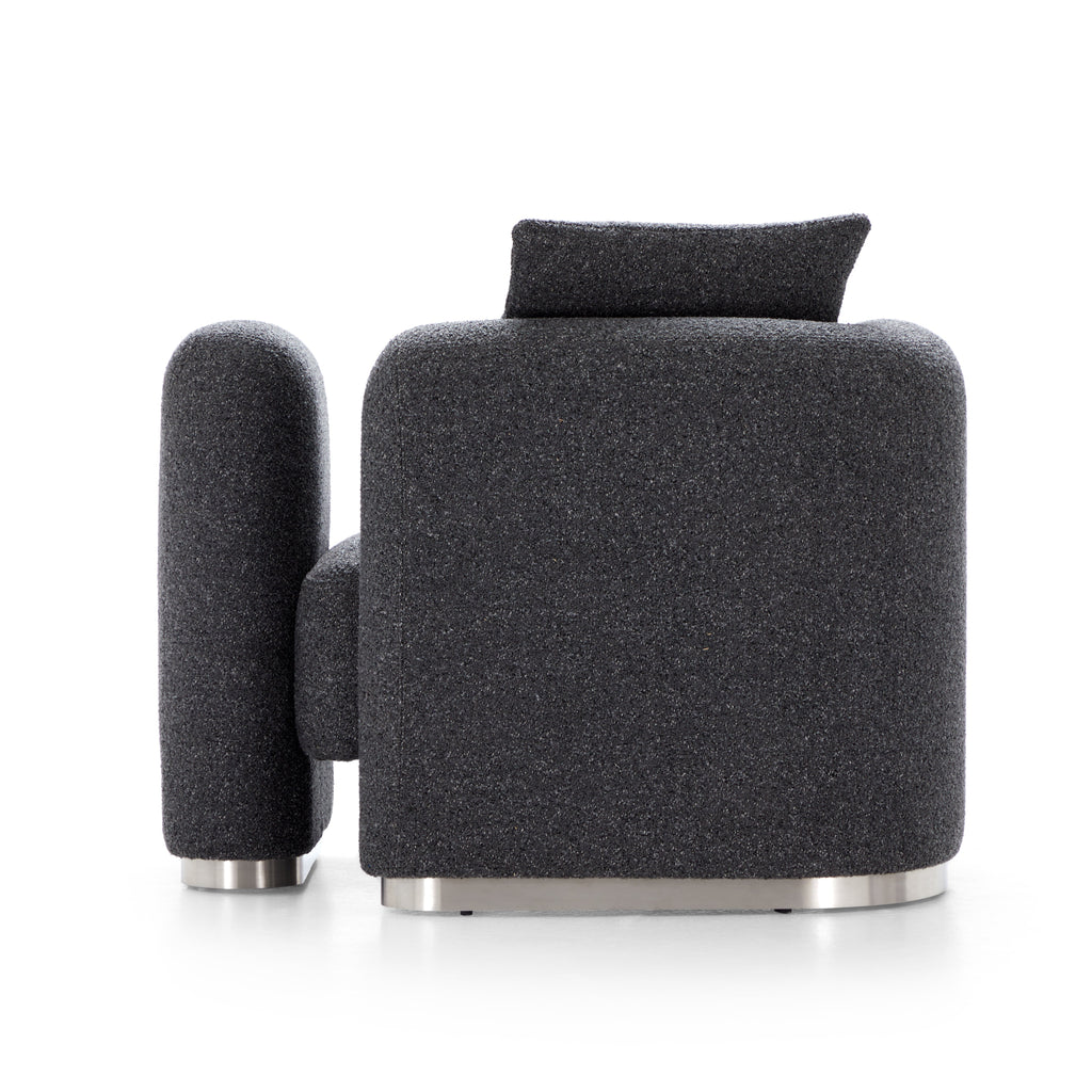 Fauteuil d'appoint en tissu polyester gris foncé Obsidian