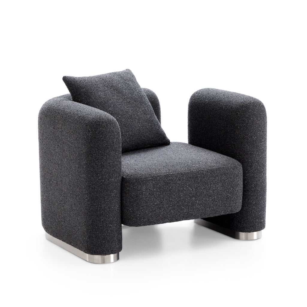 Fauteuil d'appoint en tissu polyester gris foncé Obsidian