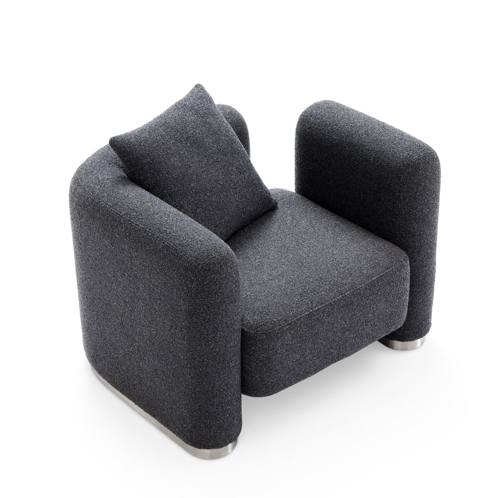 Fauteuil d'appoint en tissu polyester gris foncé Obsidian