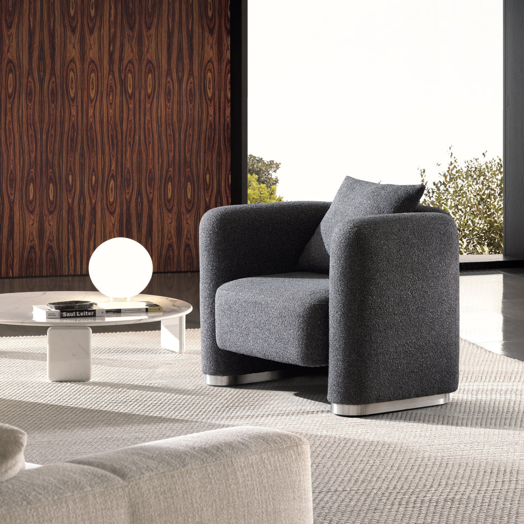 Fauteuil d'appoint en tissu polyester gris foncé Obsidian