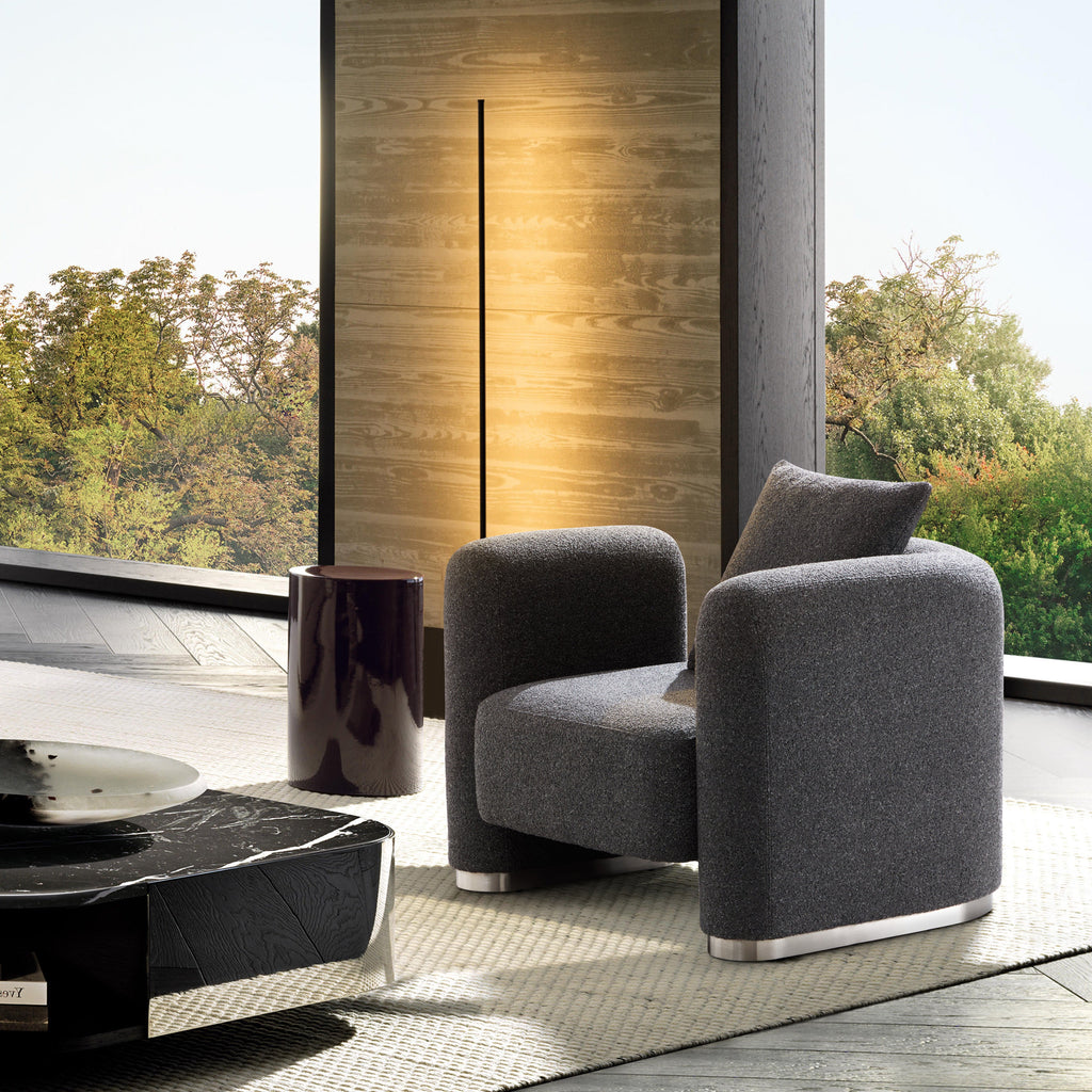 Fauteuil d'appoint en tissu polyester gris foncé Obsidian