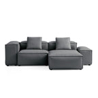 Canapé d'angle modulaire Cube en cuir véritable noir