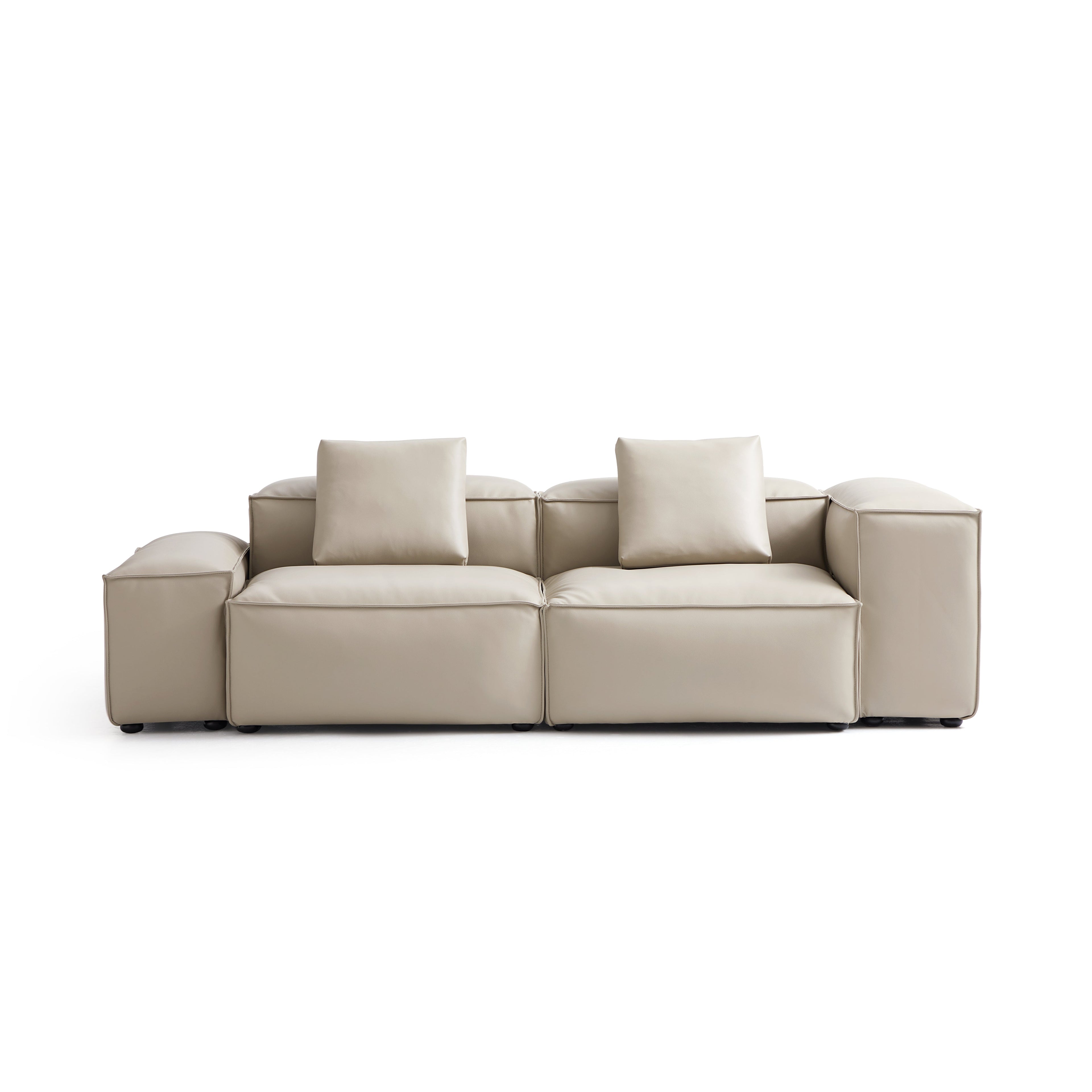 Canapé modulaire Cube en cuir véritable noir