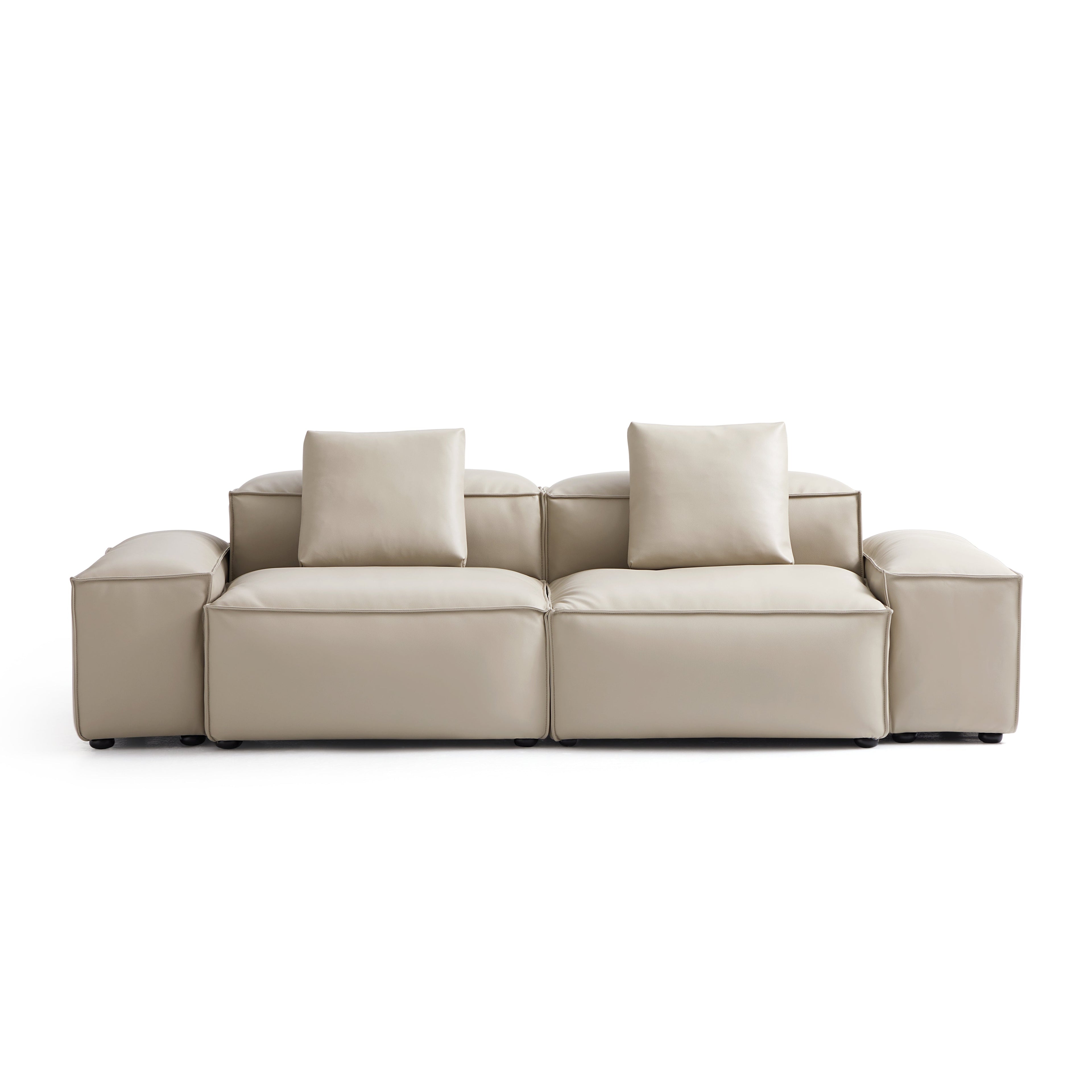 Canapé modulaire Cube en cuir véritable kaki