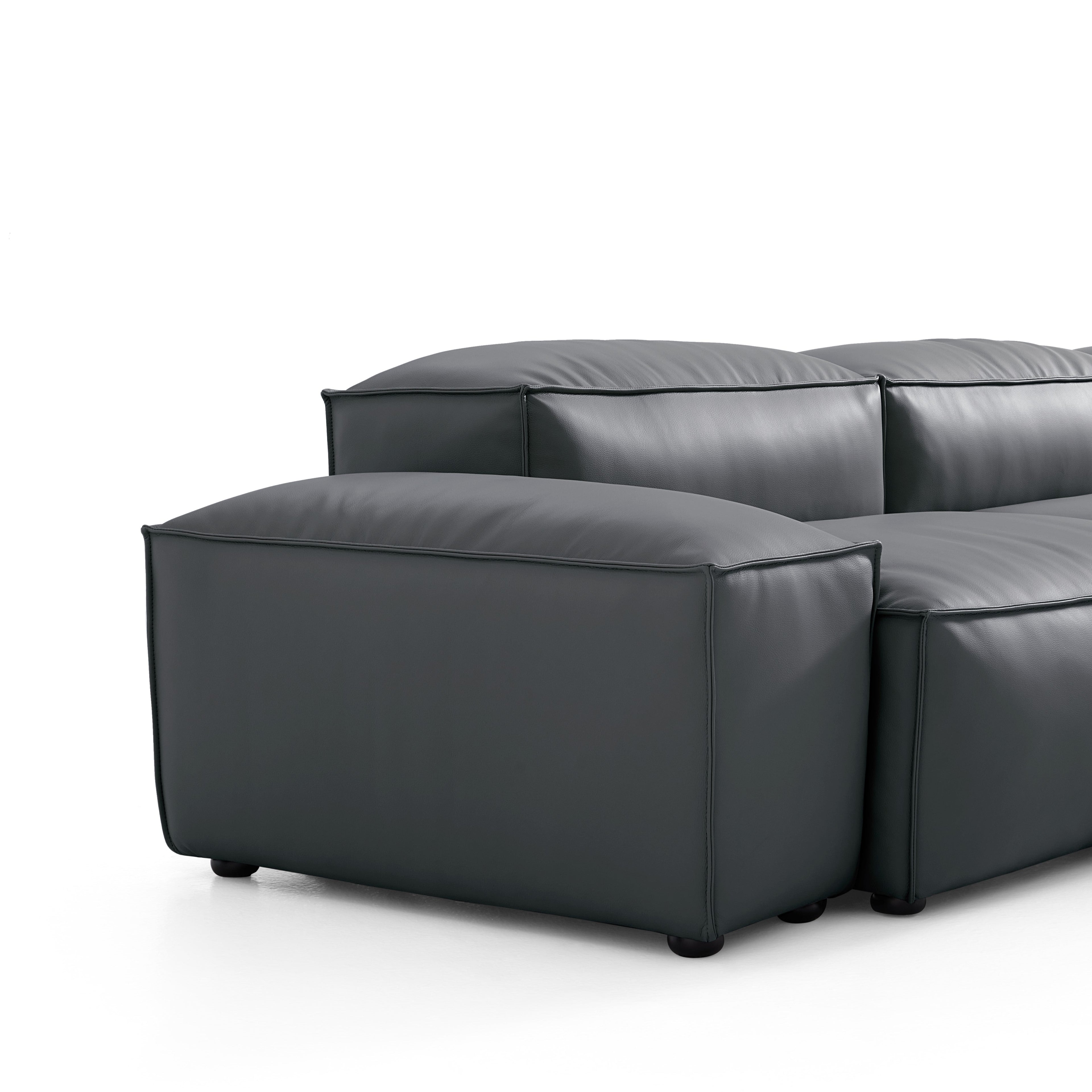 Canapé modulaire Cube en cuir véritable noir