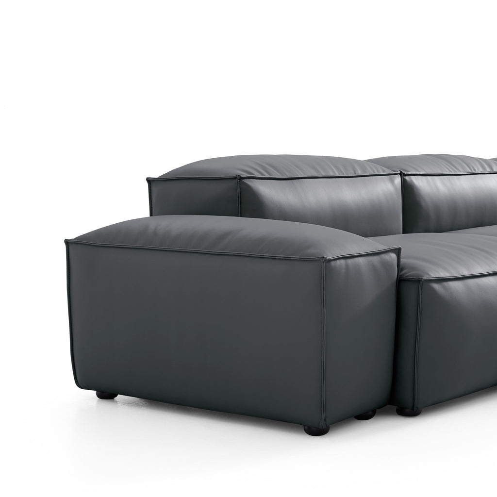 Canapé d'angle modulaire Cube en cuir véritable noir