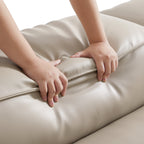 Canapé d'angle modulaire Cube en cuir véritable kaki