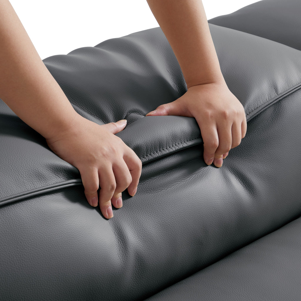 Canapé modulaire Cube en cuir véritable kaki