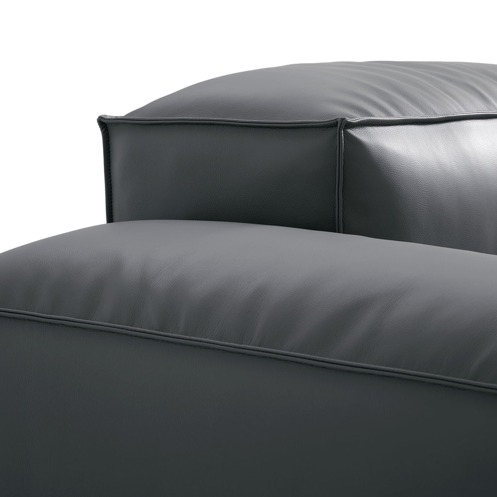 Canapé d'angle double face modulaire Cube en cuir véritable beige