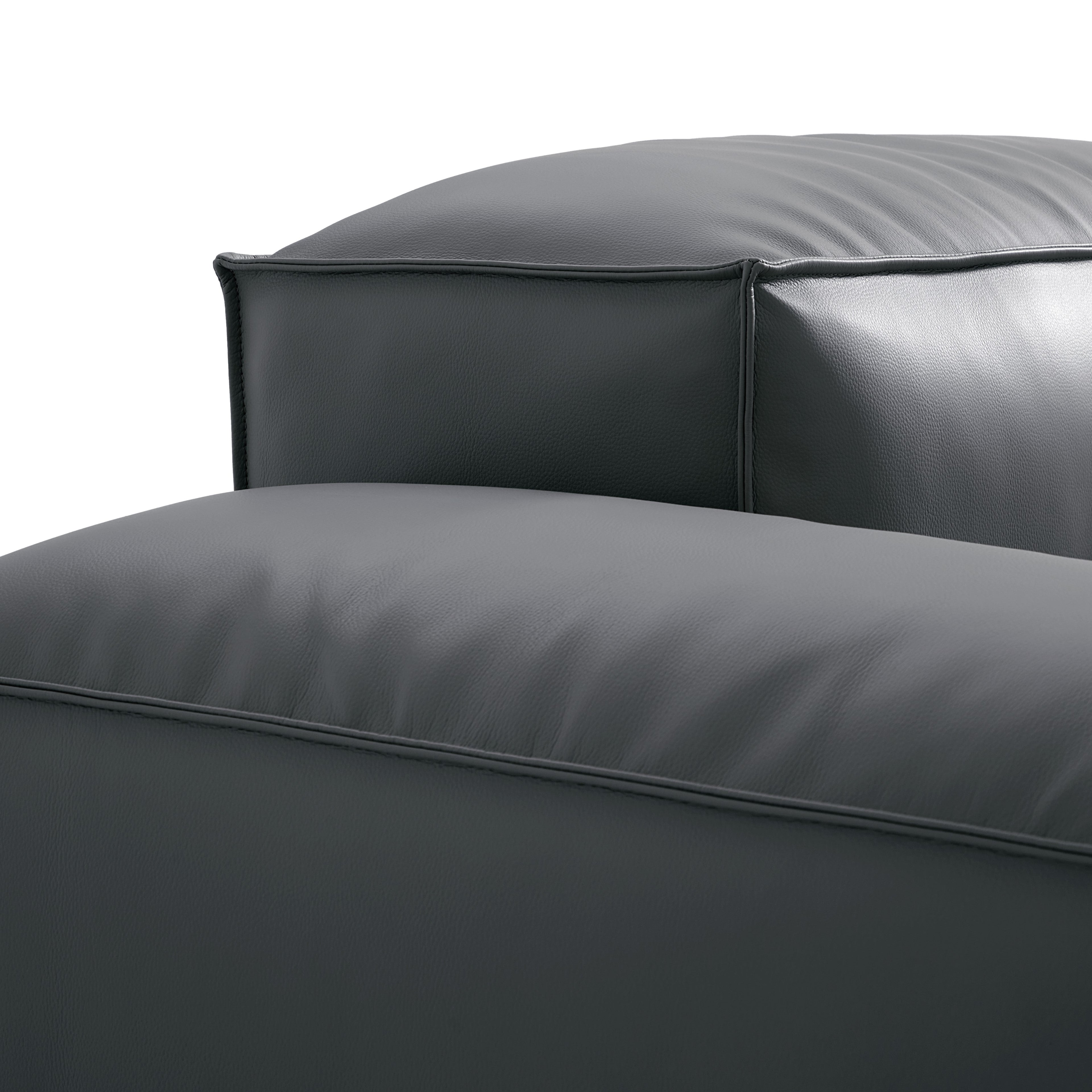 Canapé d'angle double face modulaire Cube en cuir véritable noir