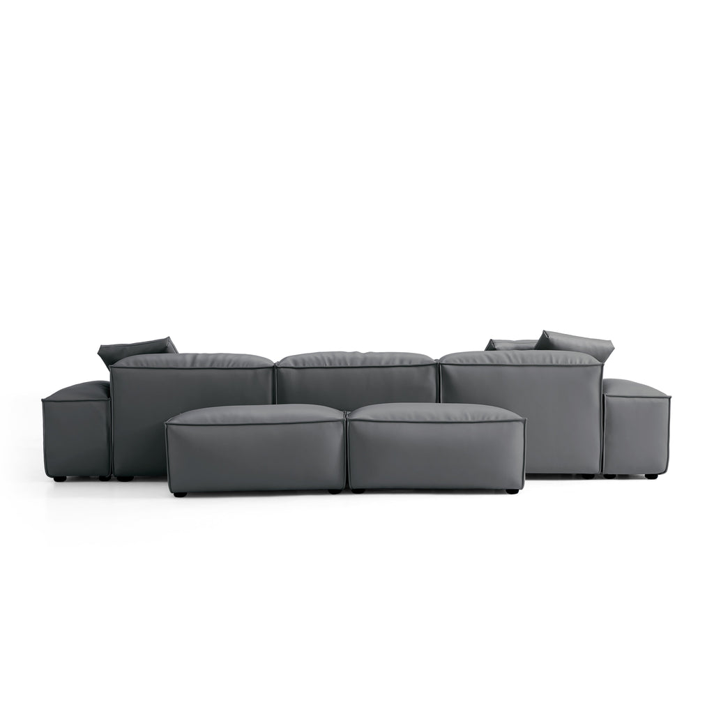 Canapé d'angle double face modulaire Cube en cuir véritable noir