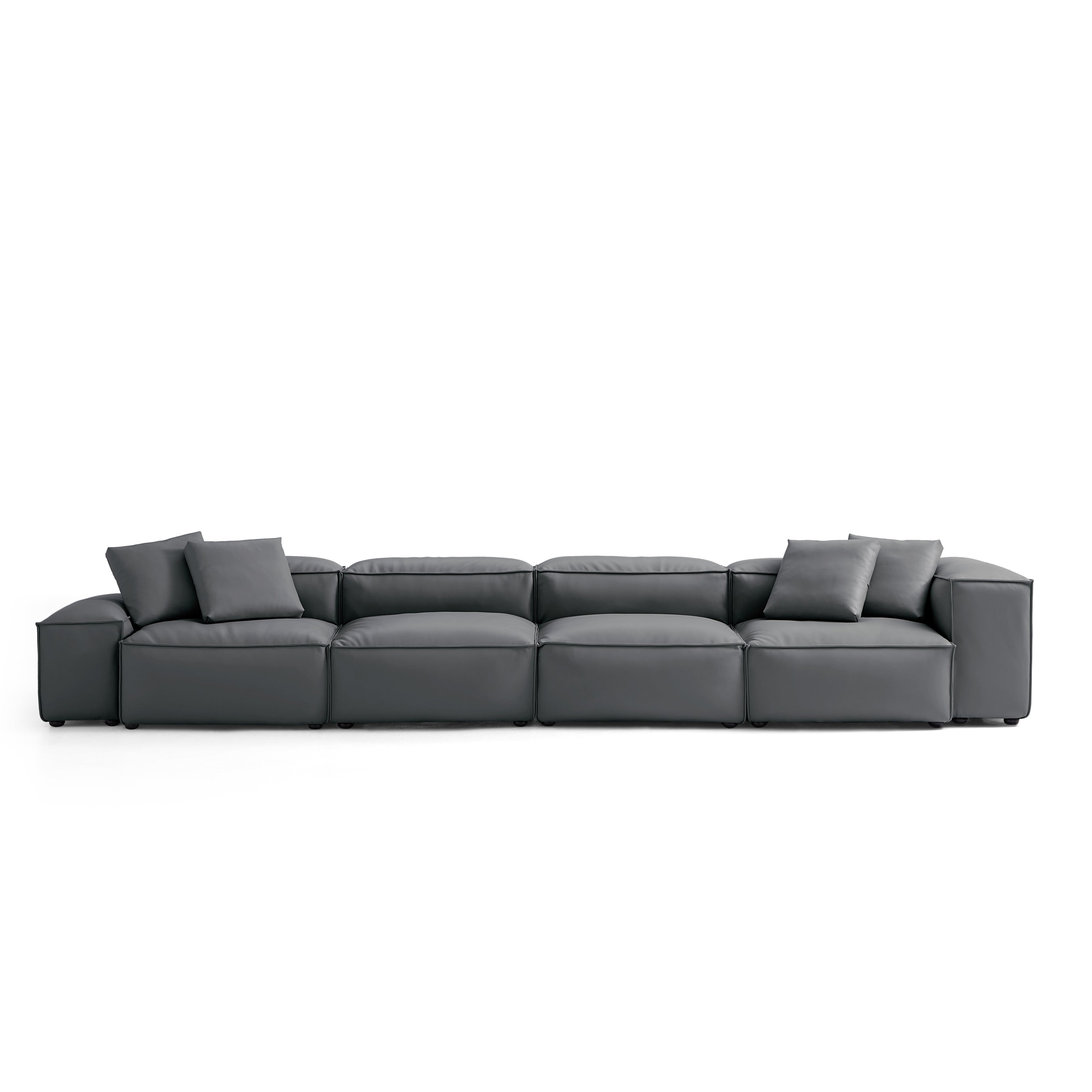 Canapé modulaire Cube en cuir véritable kaki