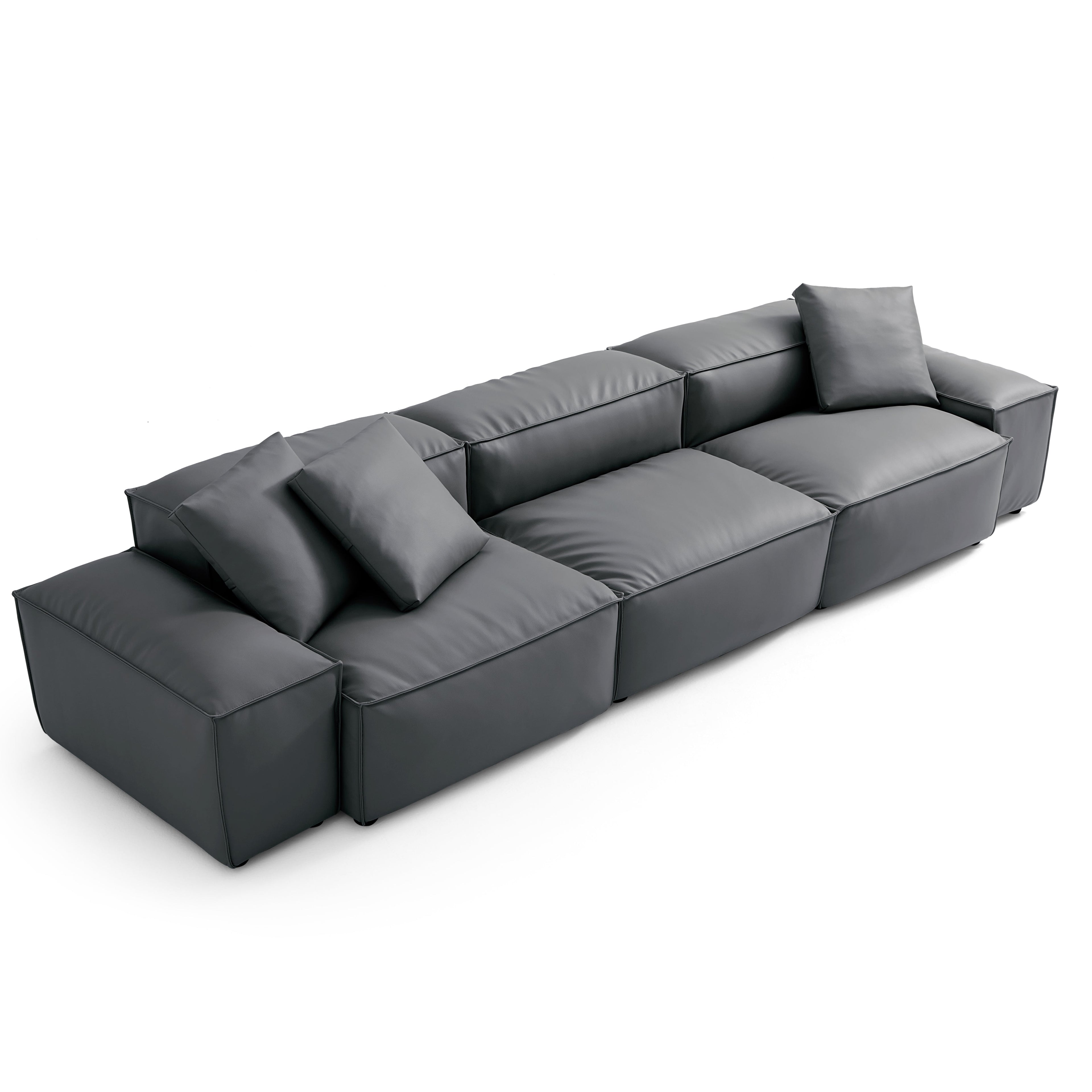 Canapé modulaire Cube en cuir véritable kaki