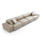 Canapé modulaire Cube en cuir véritable beige