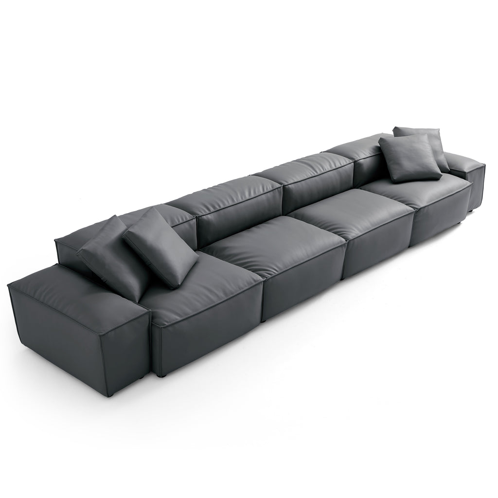 Canapé modulaire Cube en cuir véritable gris foncé
