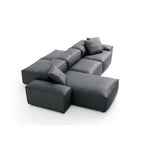 Canapé d'angle double face modulaire en cuir véritable kaki Cube