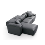 Canapé d'angle double face modulaire Cube en cuir véritable noir