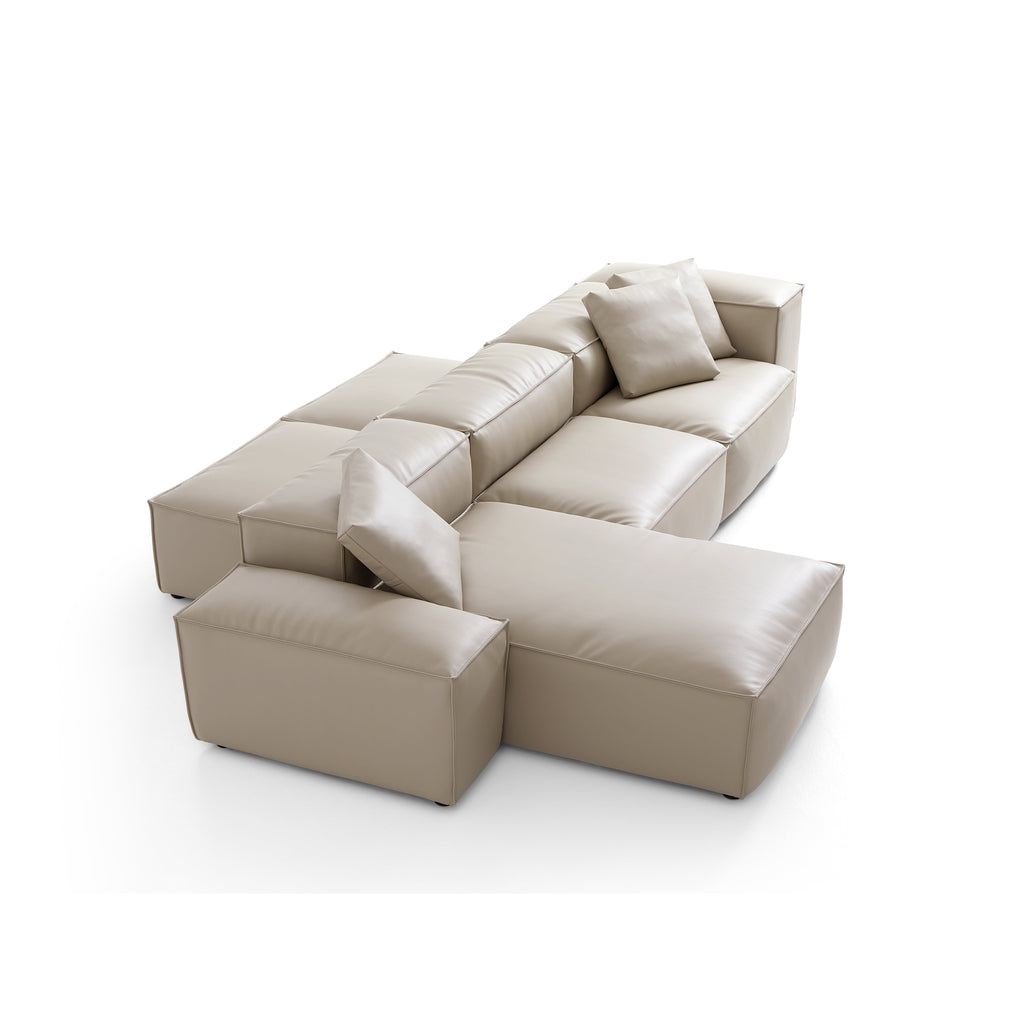 Canapé d'angle modulaire double face en cuir véritable gris foncé Cube