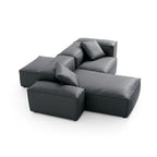 Canapé d'angle double face modulaire Cube en cuir véritable noir