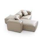 Canapé d'angle double face modulaire Cube en cuir véritable beige