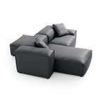 Canapé d'angle double face modulaire Cube en cuir véritable beige