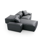 Canapé d'angle double face modulaire Cube en cuir véritable noir