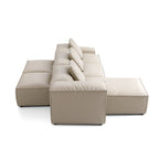 Canapé d'angle double face modulaire Cube en cuir véritable beige
