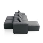 Canapé d'angle modulaire double face en cuir véritable gris foncé Cube