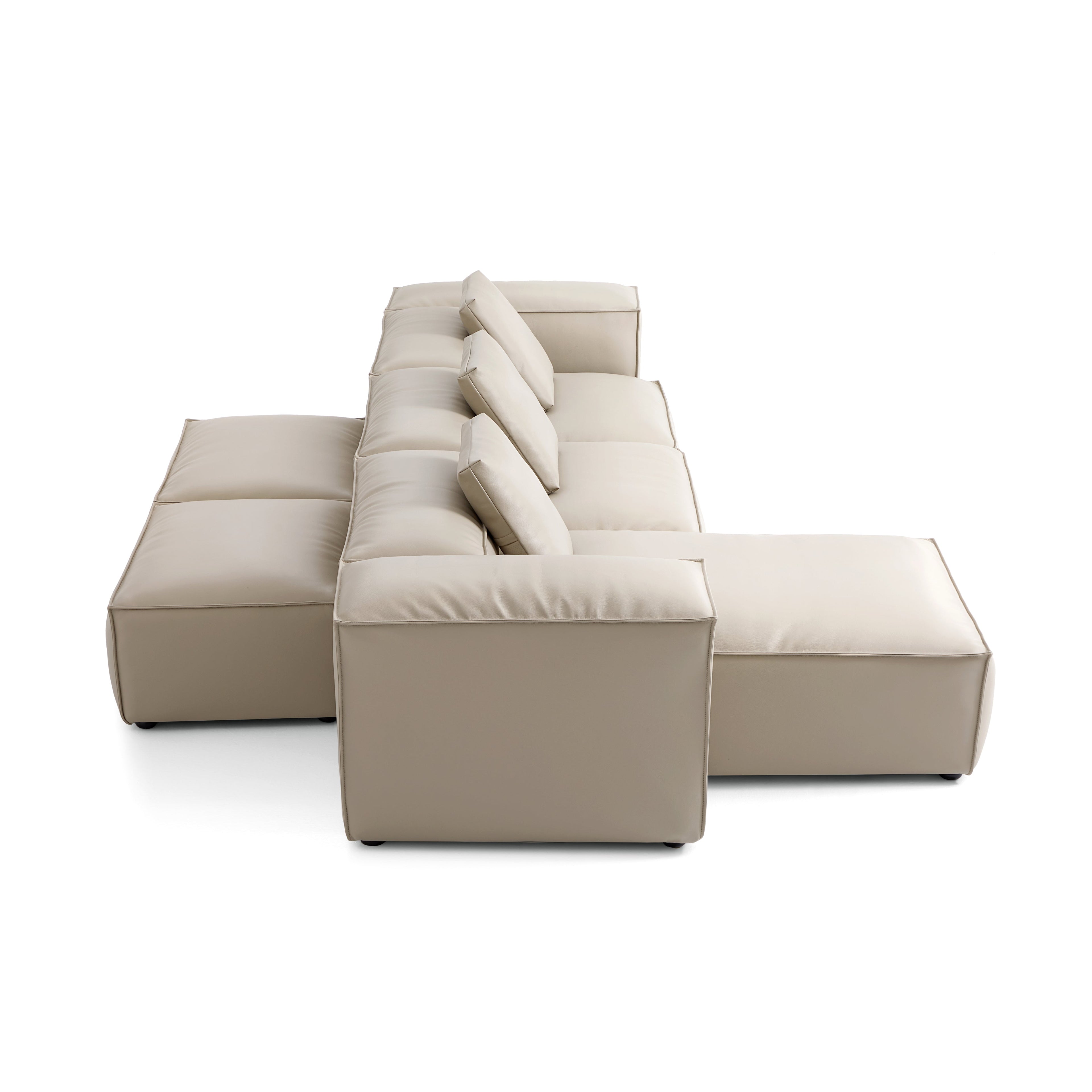 Canapé d'angle modulaire double face en cuir véritable gris foncé Cube