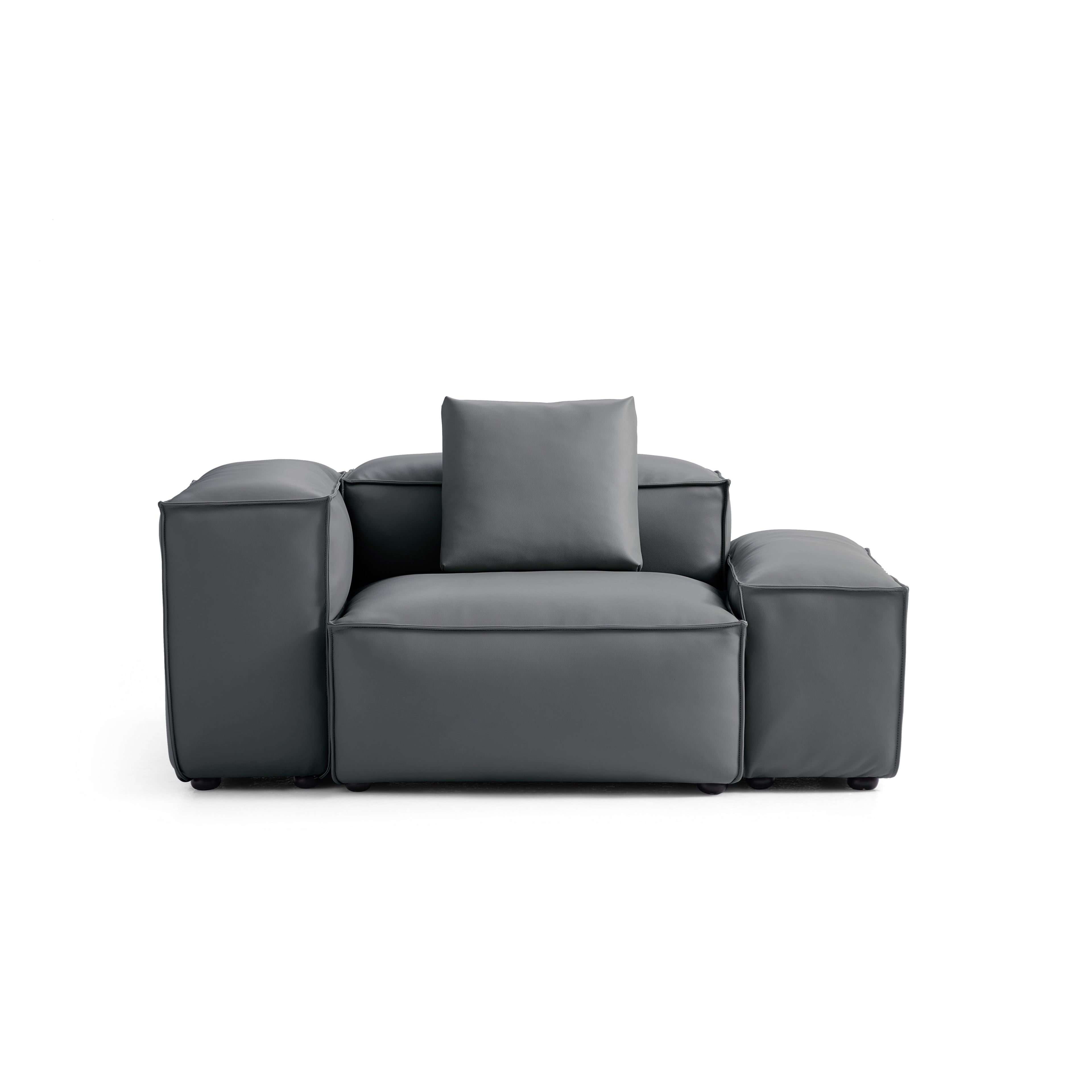 Fauteuil modulaire Cube en cuir véritable beige