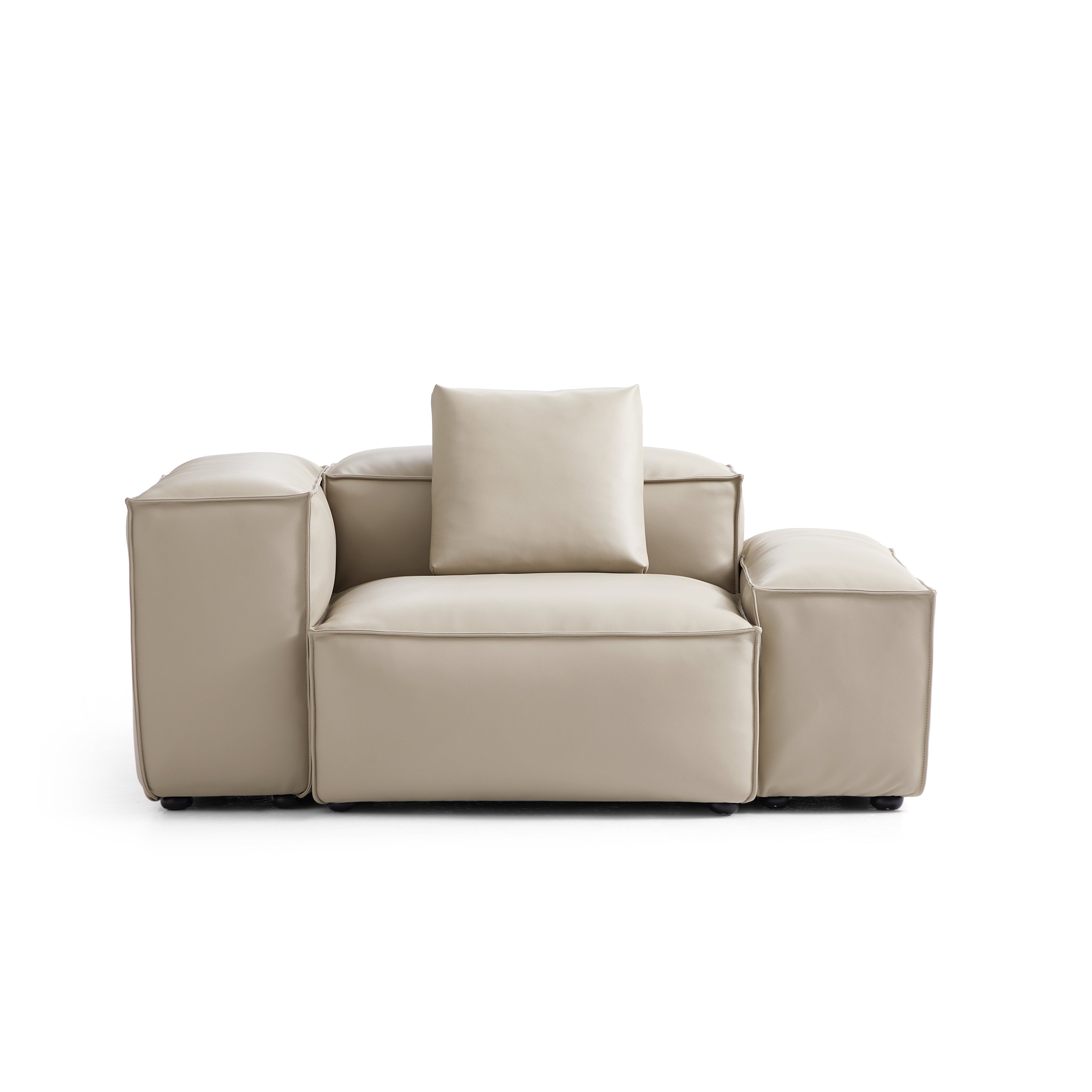 Fauteuil modulaire Cube en cuir véritable kaki