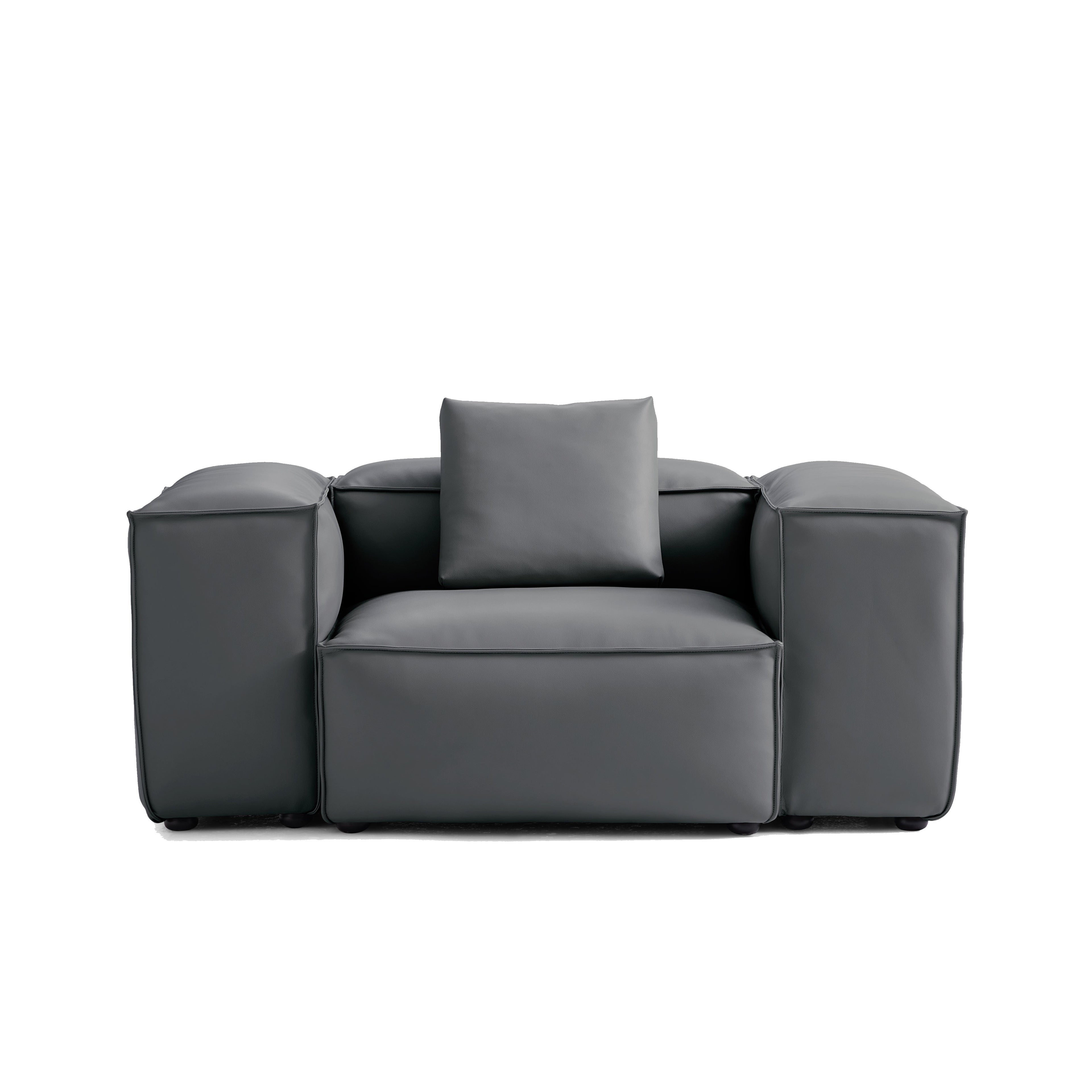 Fauteuil modulaire Cube en cuir véritable beige