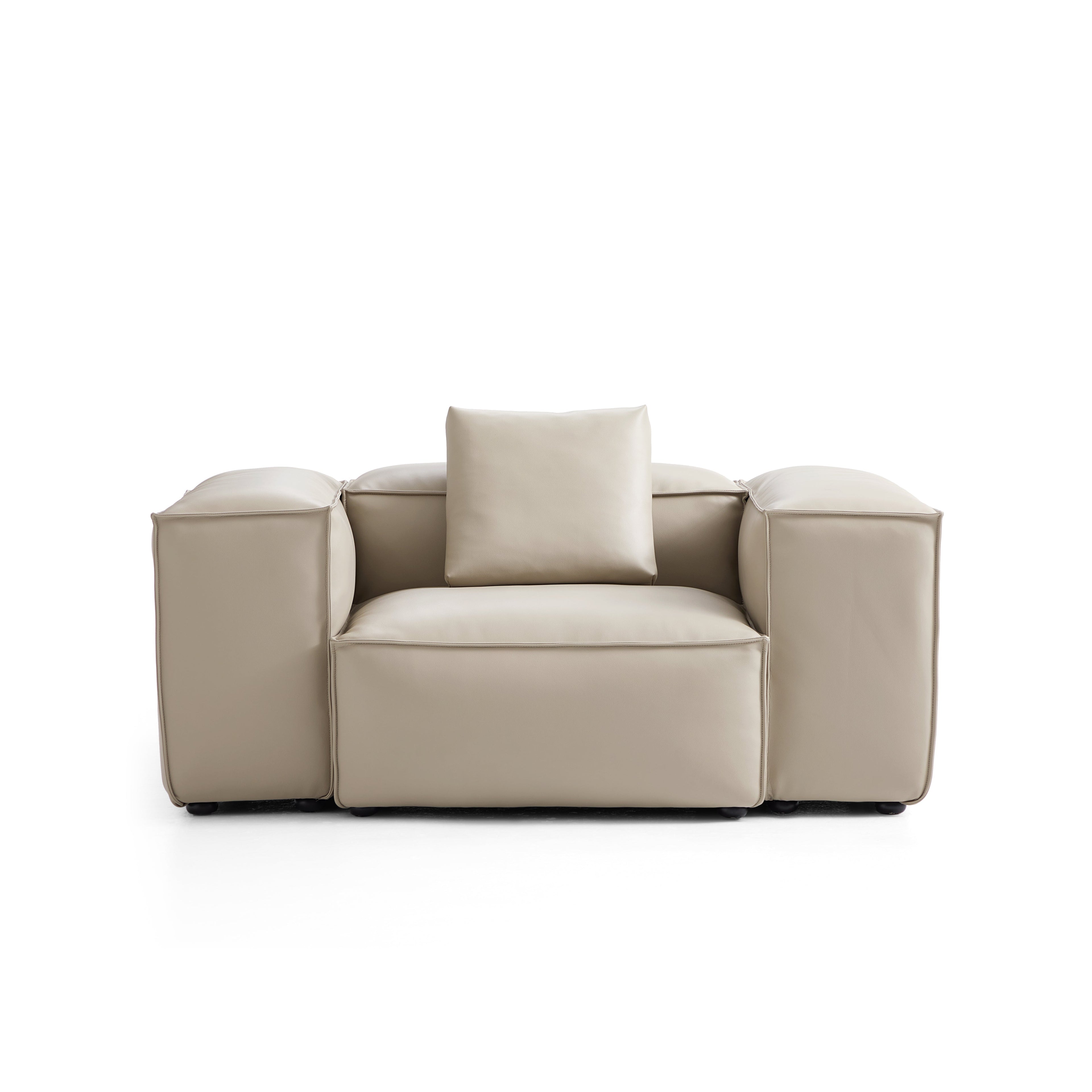 Fauteuil modulaire Cube en cuir véritable noir