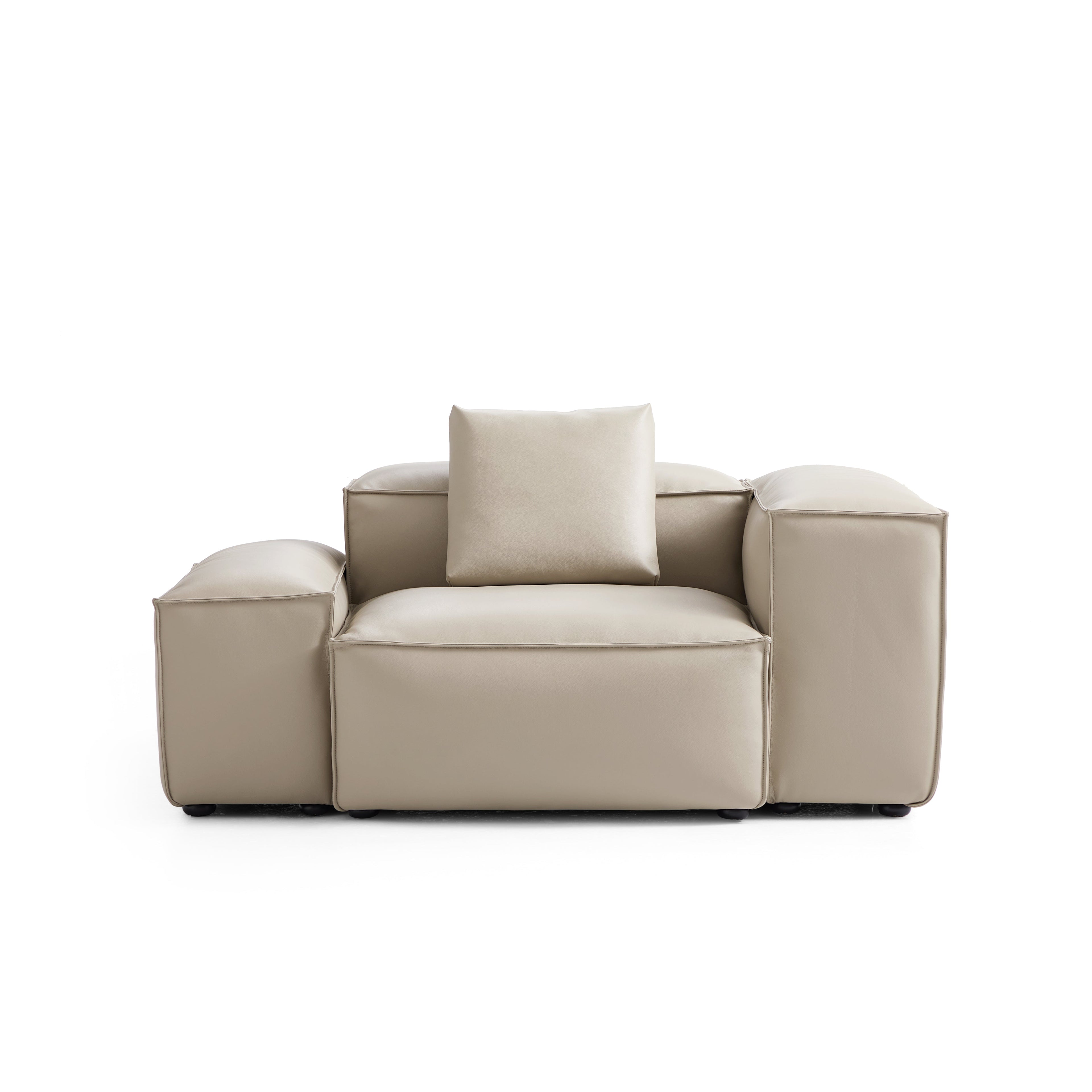 Fauteuil modulaire Cube en cuir véritable beige