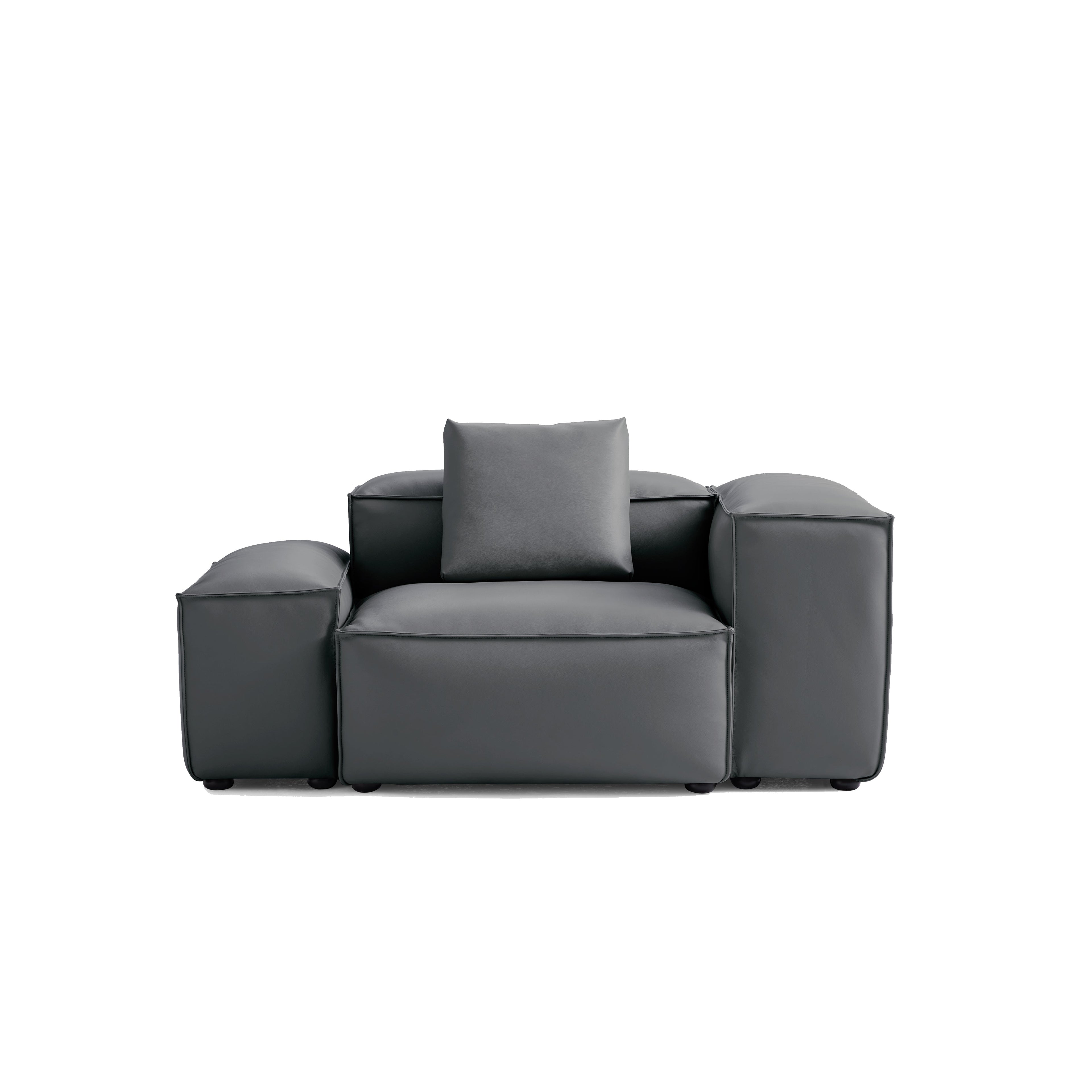 Fauteuil modulaire Cube en cuir véritable gris foncé