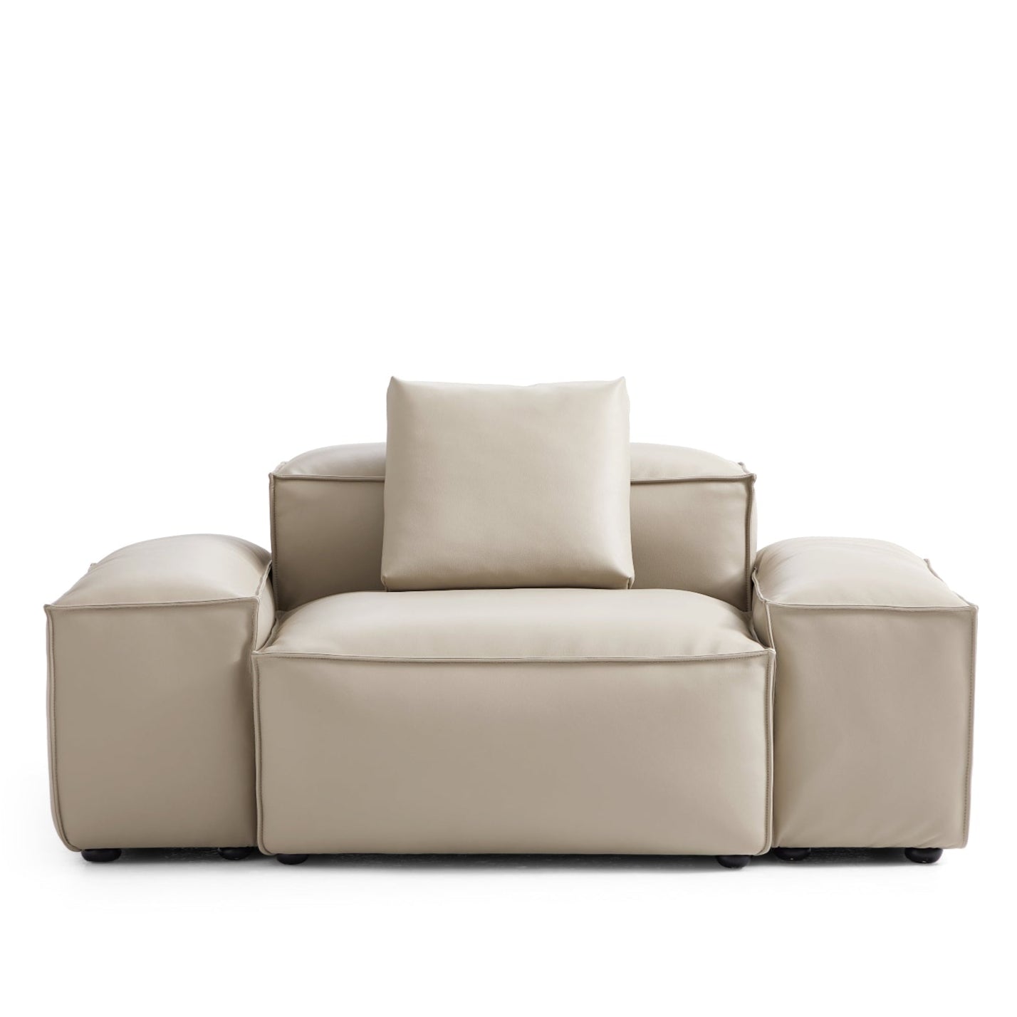 Fauteuil modulaire Cube en cuir véritable beige