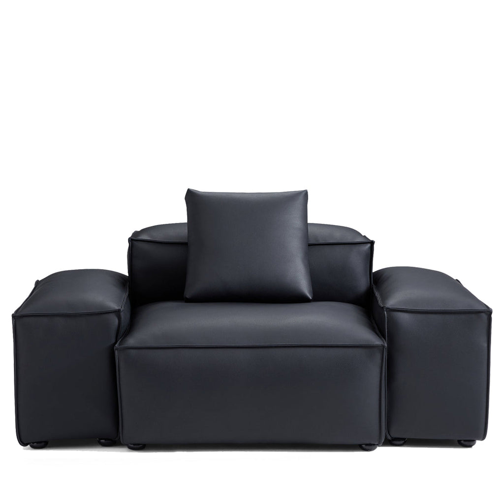 Fauteuil modulaire Cube en cuir véritable noir