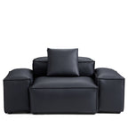 Fauteuil modulaire Cube en cuir véritable noir