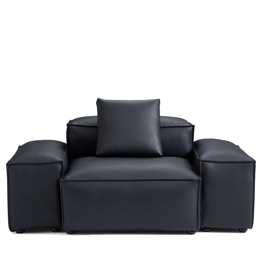 Fauteuil modulaire Cube en cuir véritable noir