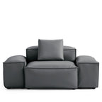 Fauteuil modulaire Cube en cuir véritable gris foncé