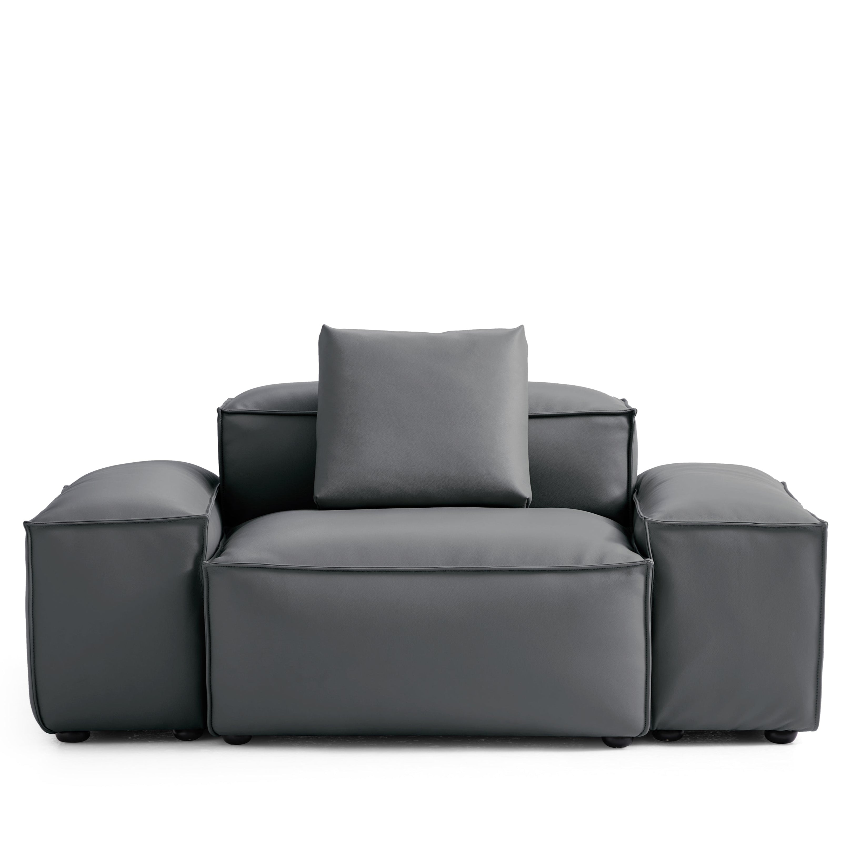 Fauteuil modulaire Cube en cuir véritable gris foncé
