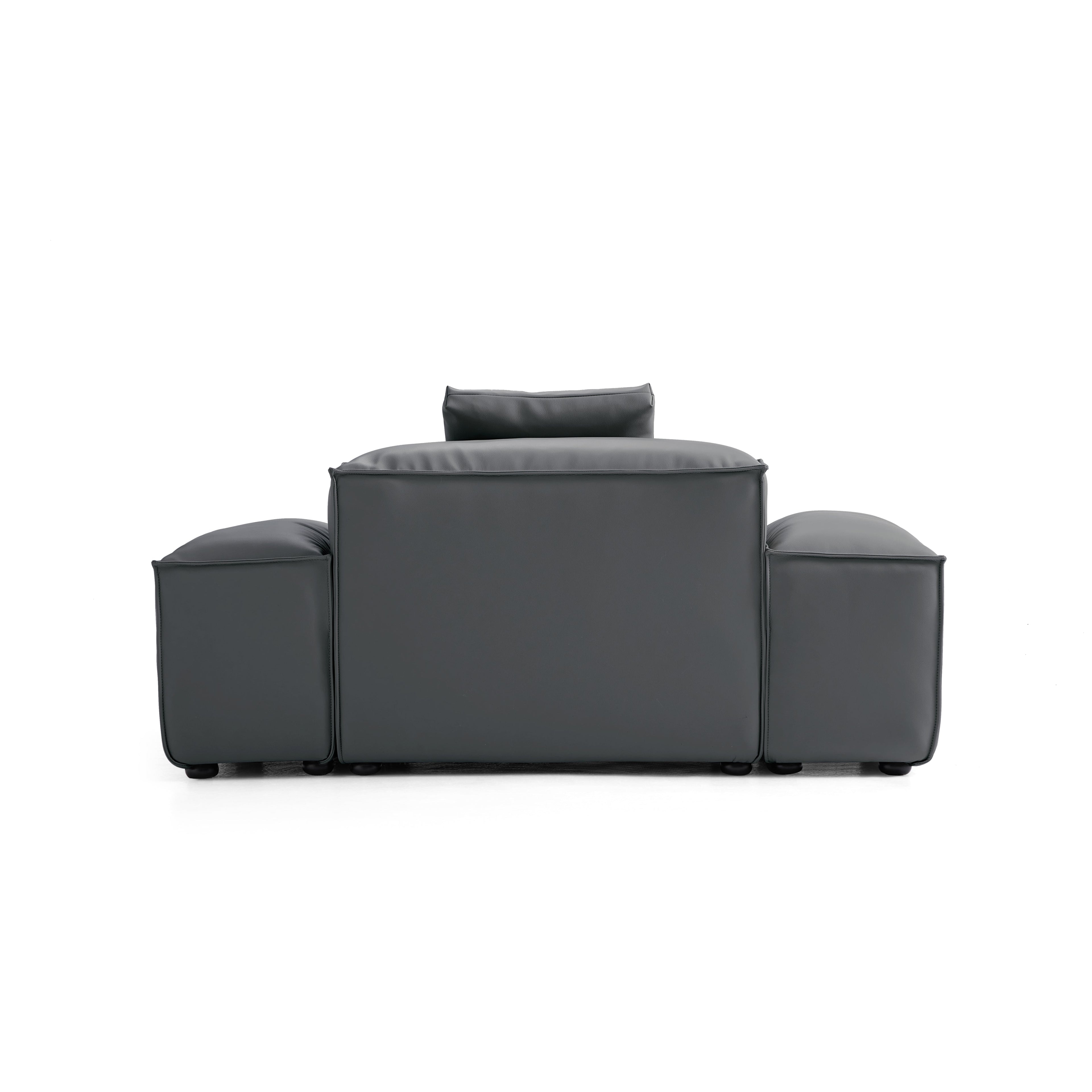 Fauteuil modulaire Cube en cuir véritable beige