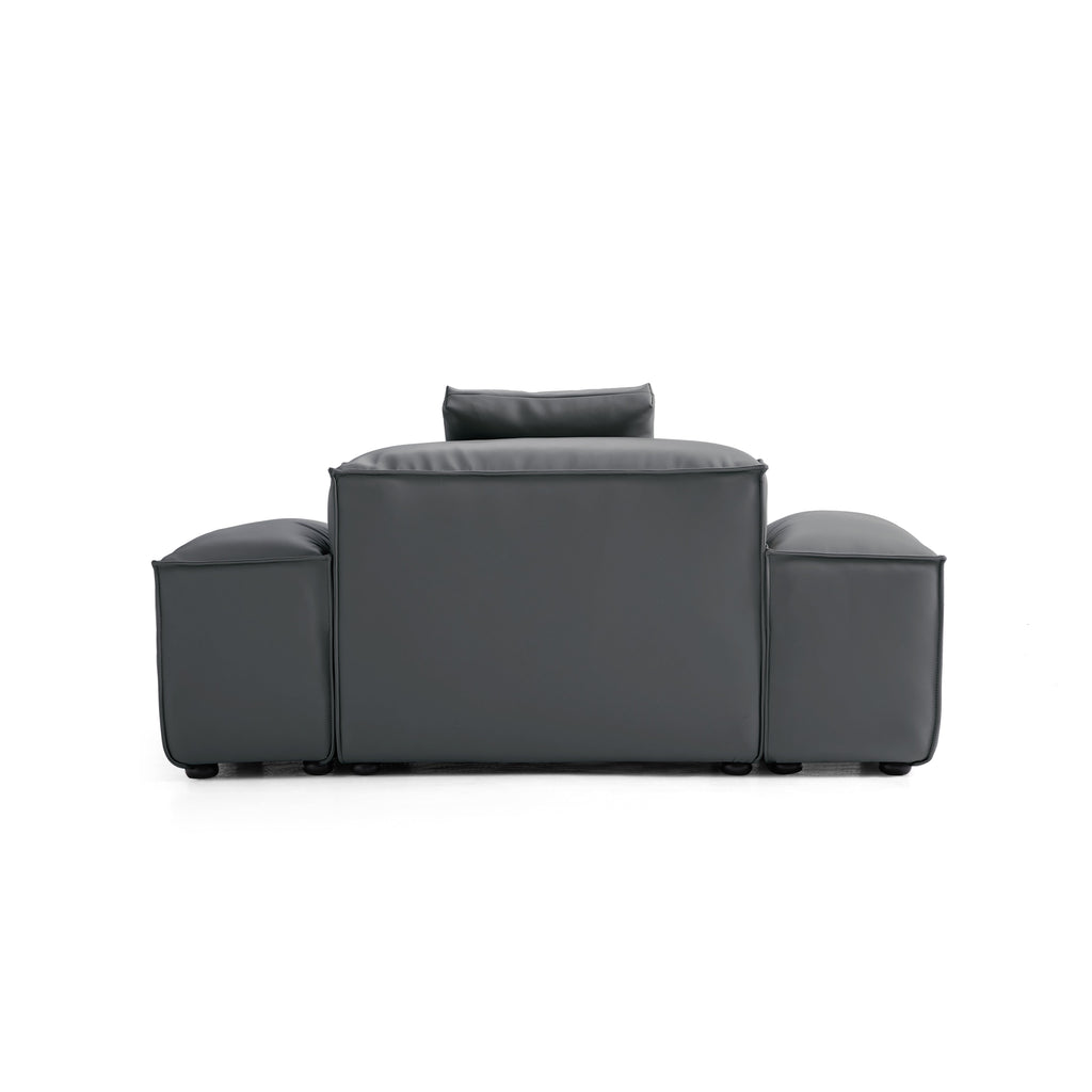 Fauteuil modulaire Cube en cuir véritable gris foncé