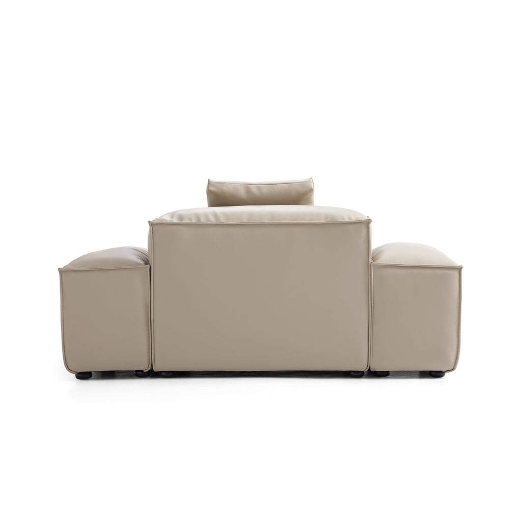 Fauteuil modulaire Cube en cuir véritable kaki
