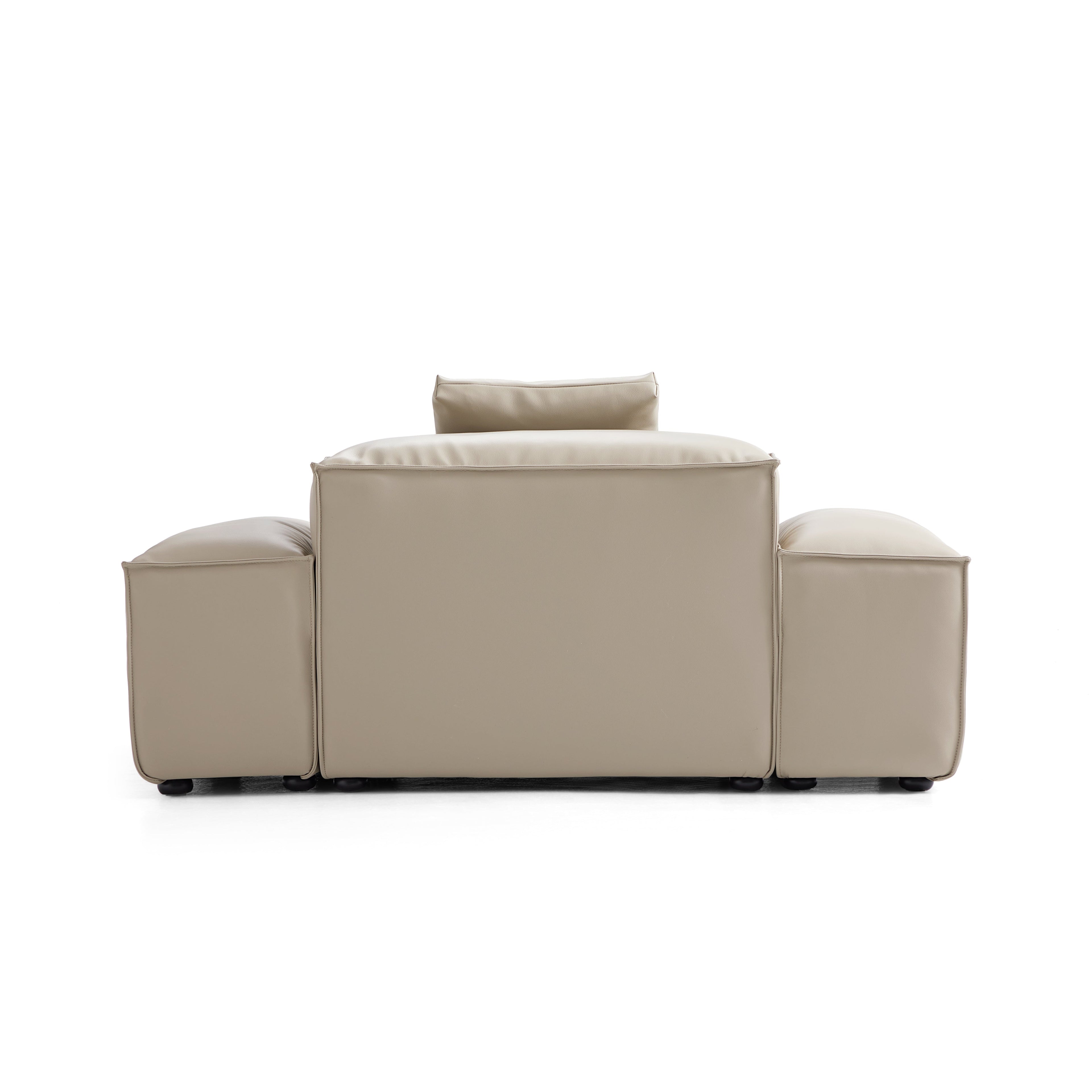 Fauteuil modulaire Cube en cuir véritable kaki