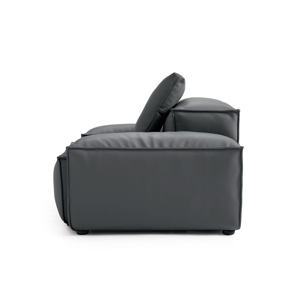 Fauteuil modulaire Cube en cuir véritable noir