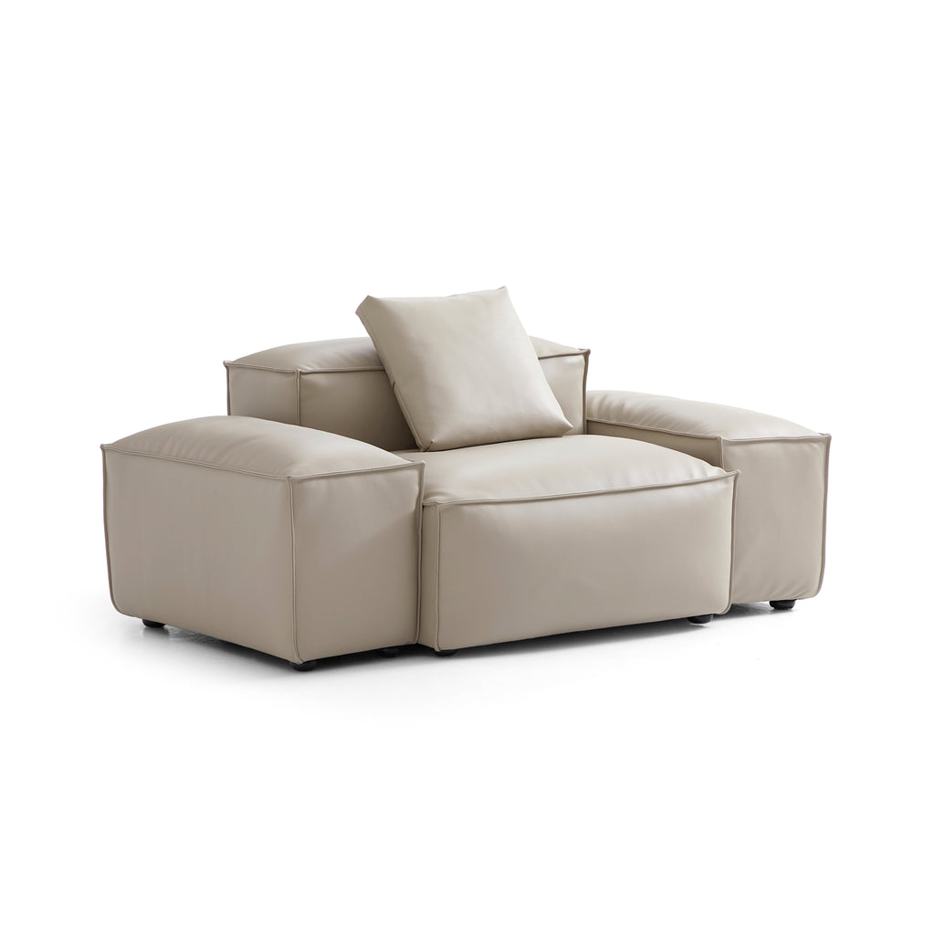 Fauteuil modulaire Cube en cuir véritable noir