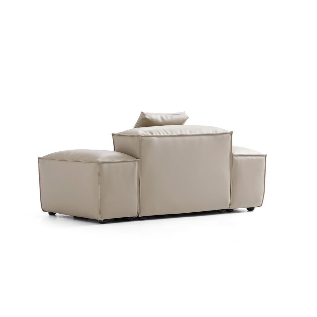 Fauteuil modulaire Cube en cuir véritable beige