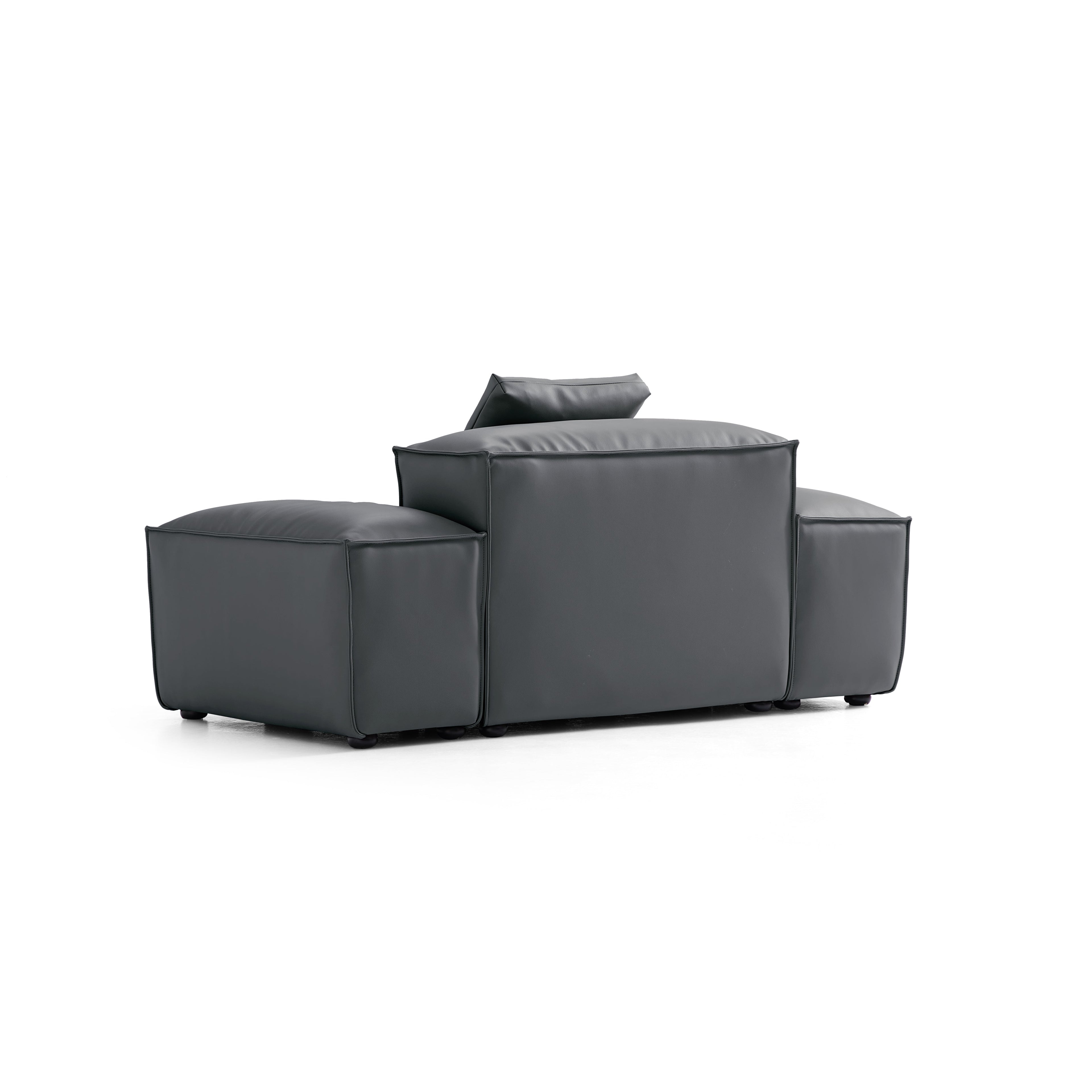 Fauteuil modulaire Cube en cuir véritable kaki