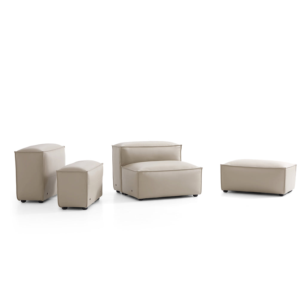 Canapé d'angle modulaire double face en cuir véritable gris foncé Cube